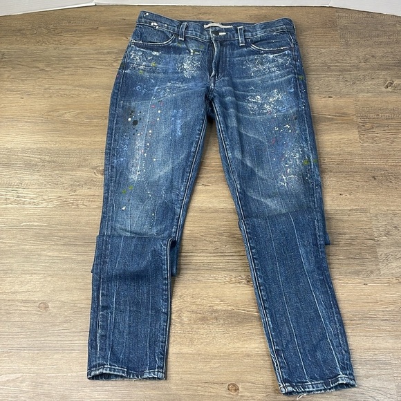 Vince Women’s Mid Rise Skinny Paint Splattered Distressed Jeans, size 28 - Picture 7 of 11